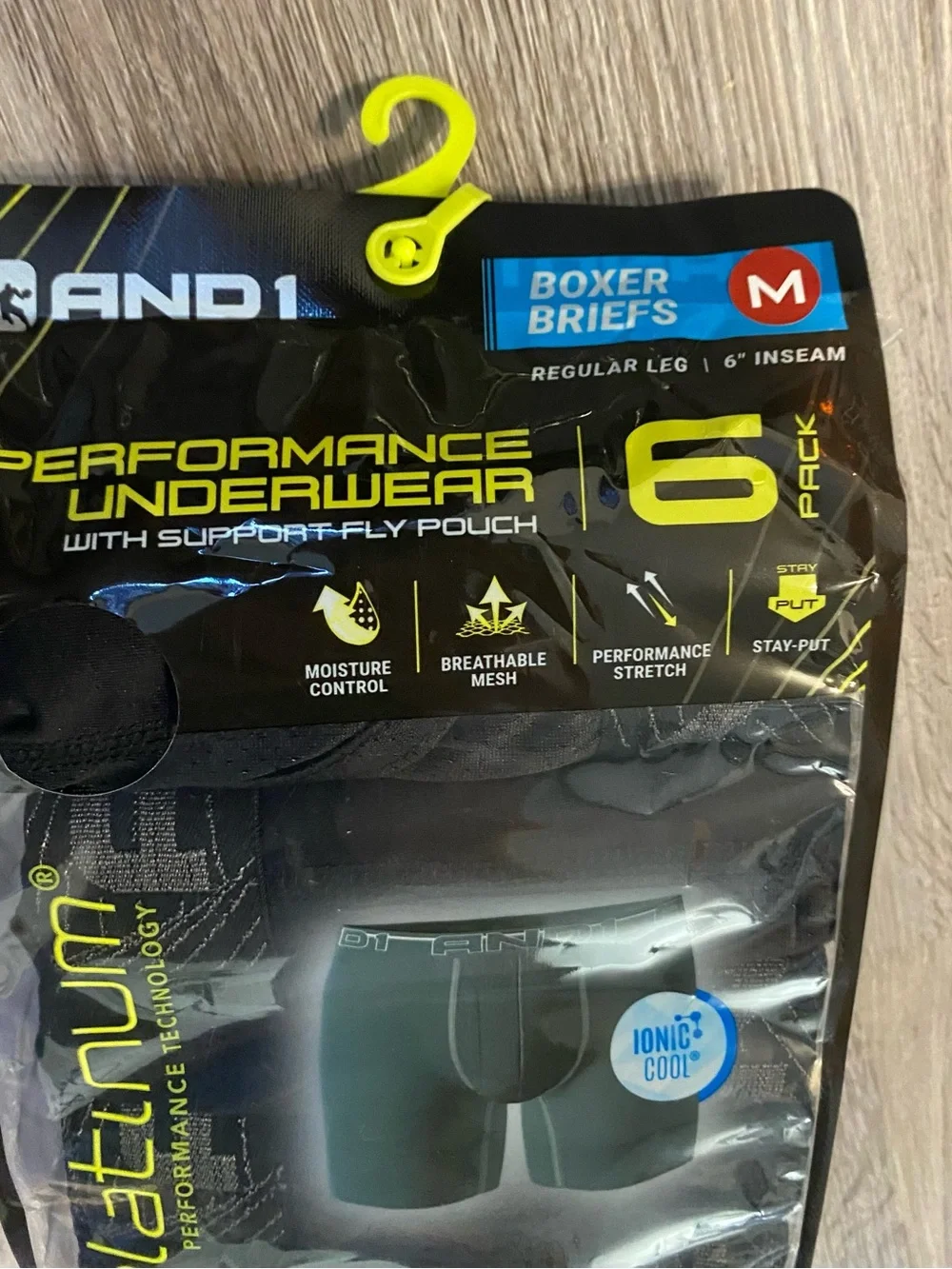 AND 1Pro Platinum Performance Boxer Briefs 6 Pack Mens M 32-34